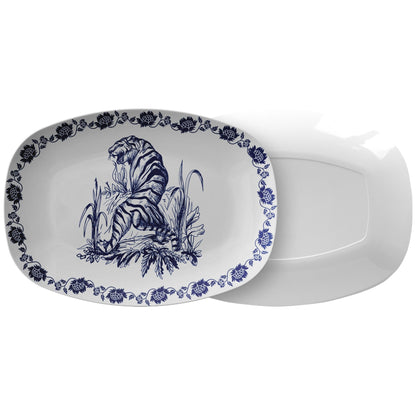 Kate McEnroe New York Blue and White Chinoiserie Tiger Serving PlatterServing PlattersP21 - CHI - TIG - 2