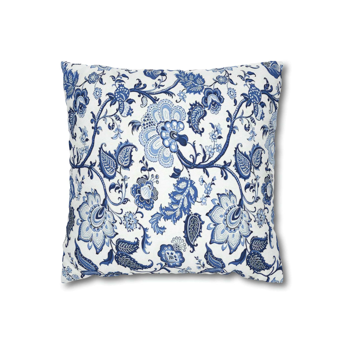 Printify Blue and White Floral Chinoiserie Pillow Cover Home Decor 14&quot; × 14&quot; 22084992826900073938