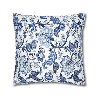 Printify Blue and White Floral Chinoiserie Pillow Cover Home Decor