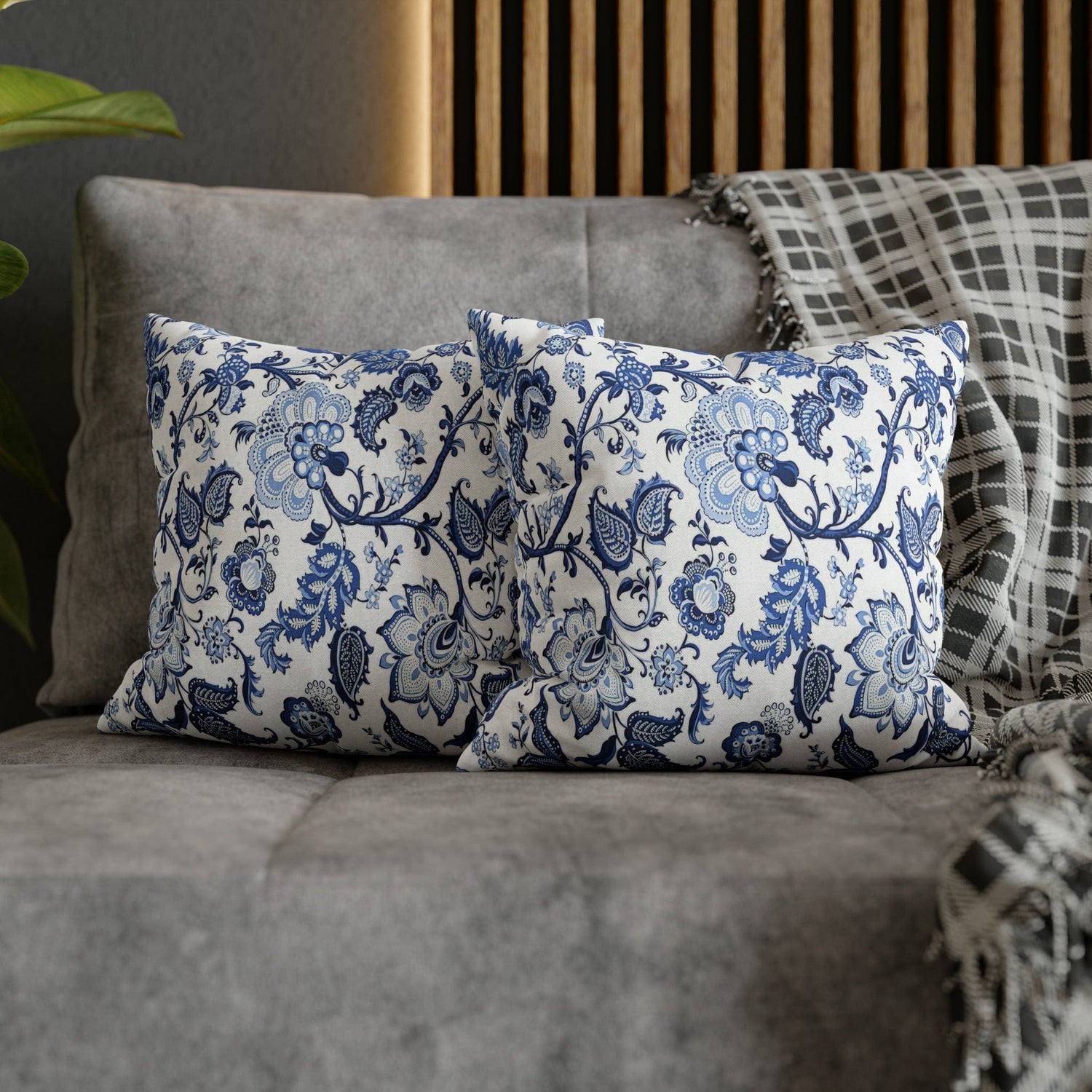 Kate McEnroe New York Blue and White Floral Chinoiserie Jacobean Pillow CoverThrow Pillow Covers32761644701729943054