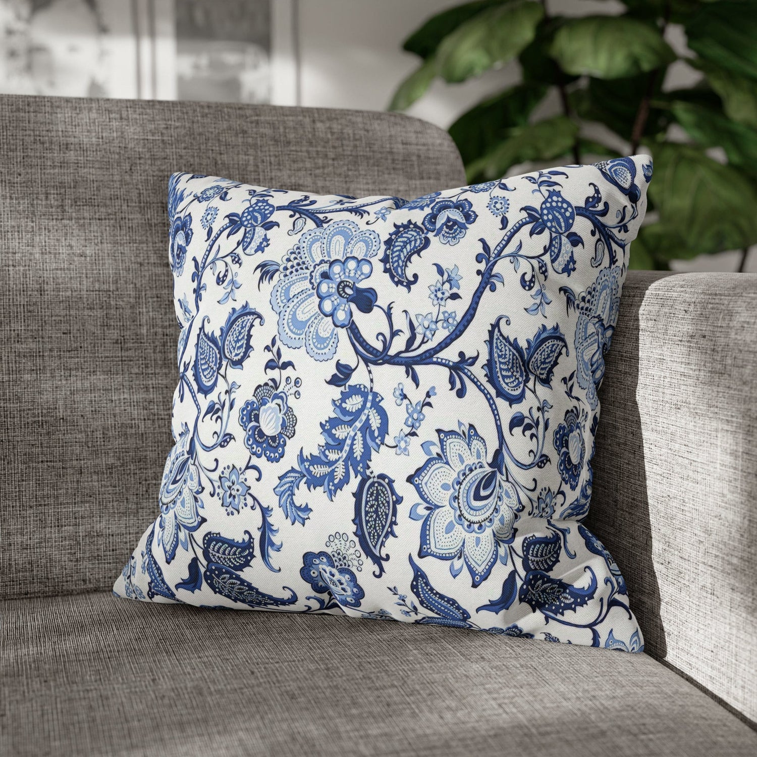 Kate McEnroe New York Blue and White Floral Chinoiserie Jacobean Pillow CoverThrow Pillow Covers32761644701729943054