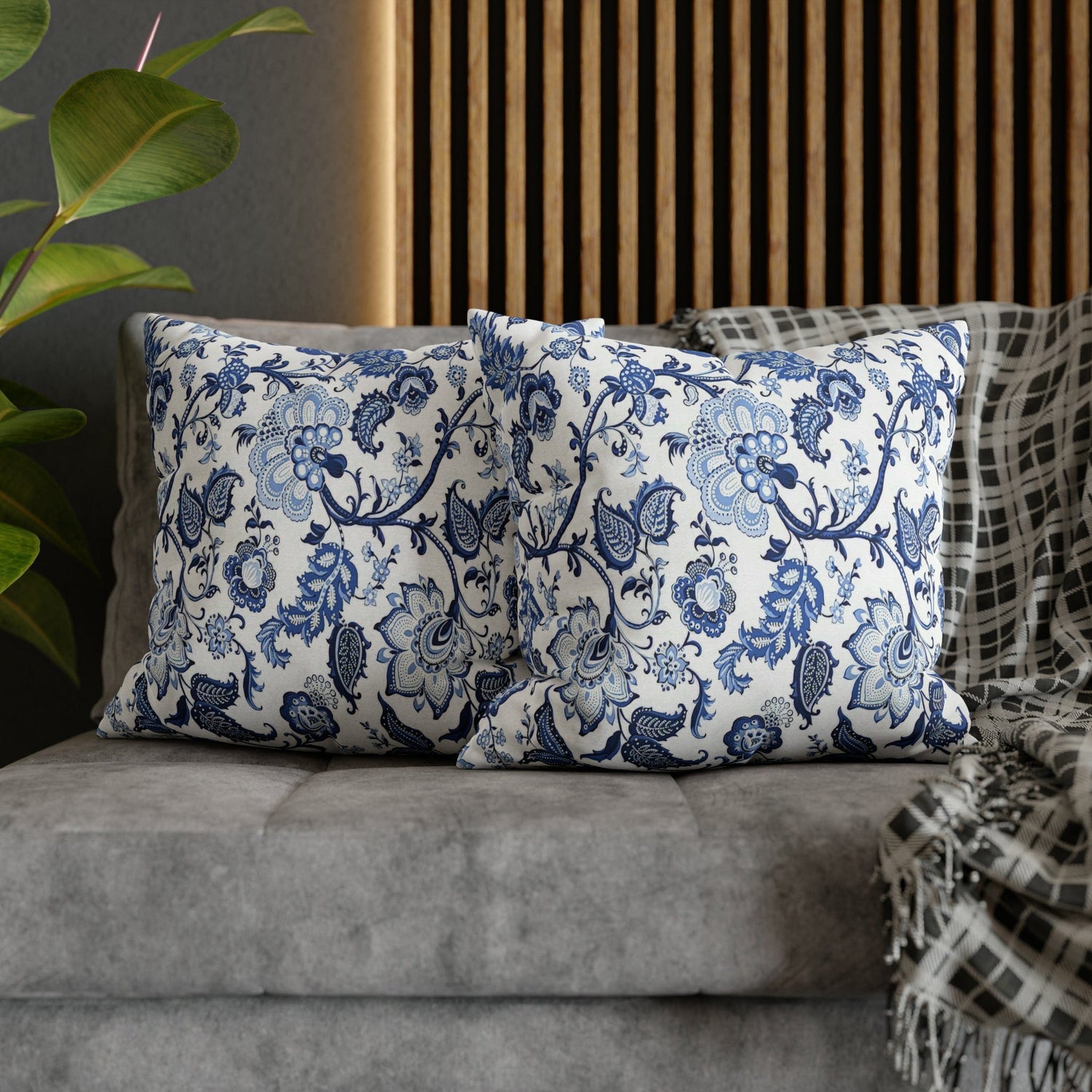 Kate McEnroe New York Blue and White Floral Chinoiserie Jacobean Pillow CoverThrow Pillow Covers32761644701729943054