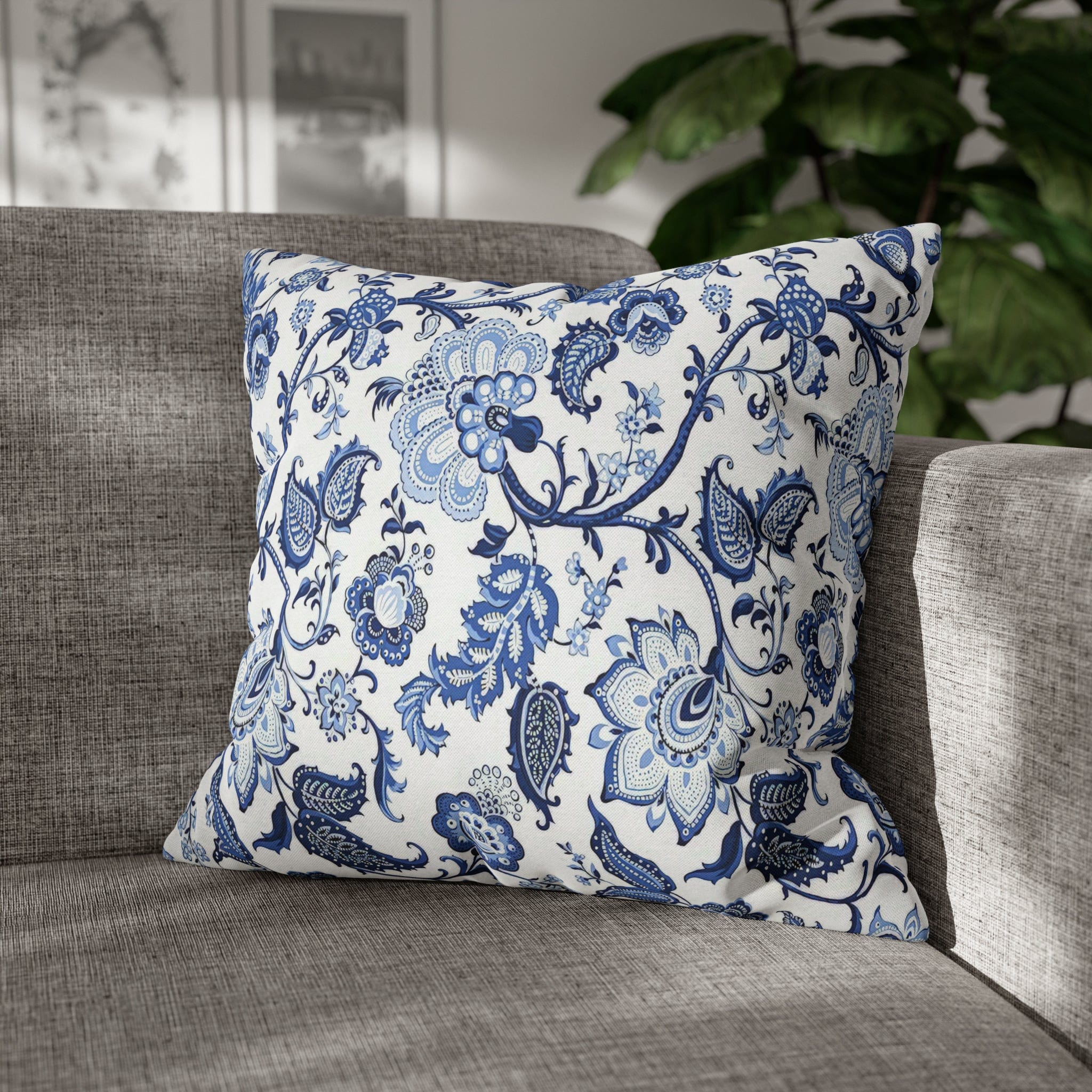 Kate McEnroe New York Blue and White Floral Chinoiserie Jacobean Pillow CoverThrow Pillow Covers32761644701729943054