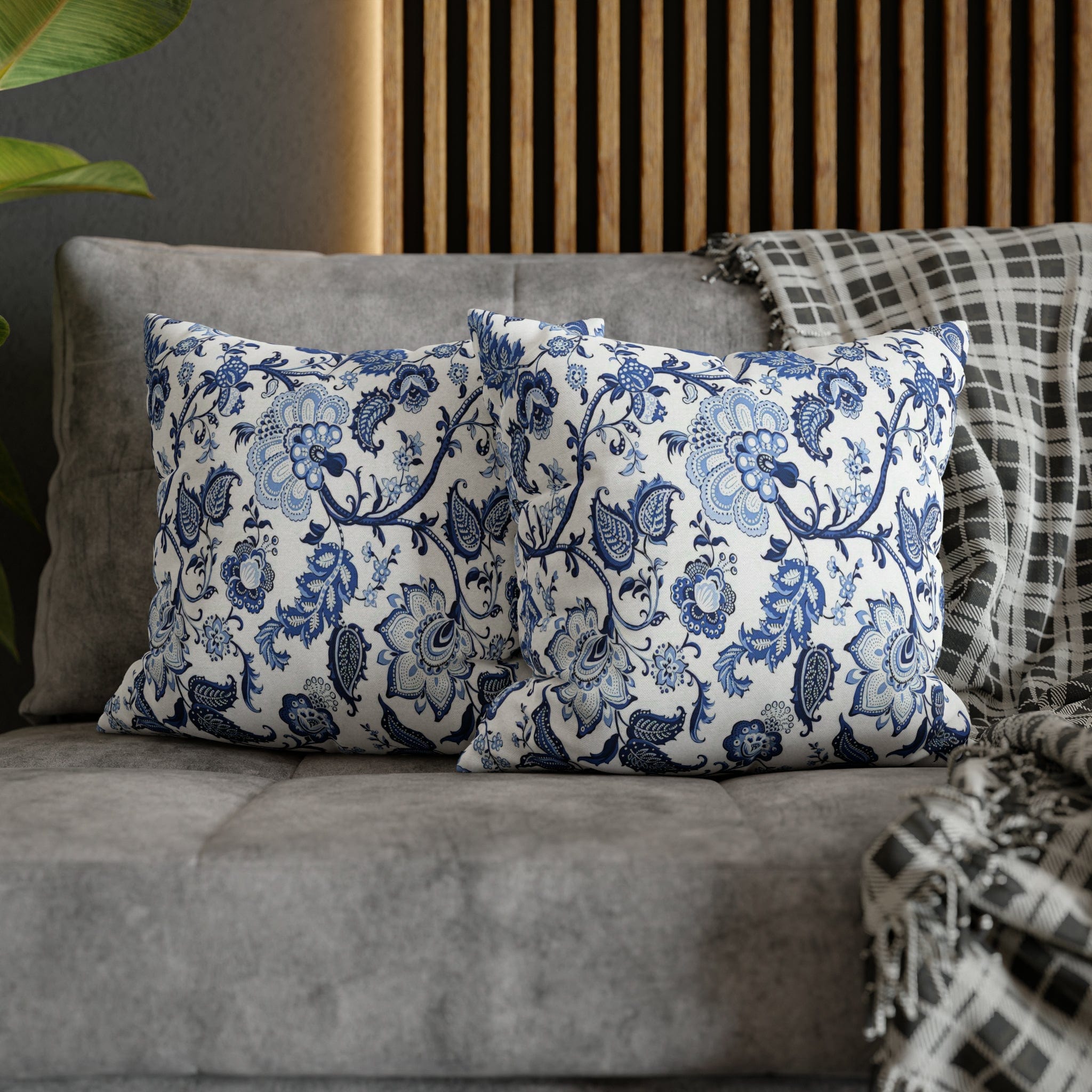 Kate McEnroe New York Blue and White Floral Chinoiserie Jacobean Pillow CoverThrow Pillow Covers32761644701729943054