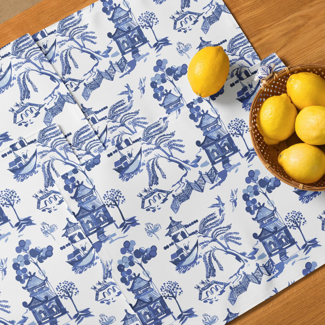 Kate McEnroe New York Blue Willow Chinoiserie Placemats, Set of 4, Classic Blue and White Table Mats, Oriental Dining DecorPlacemats9106838_17484