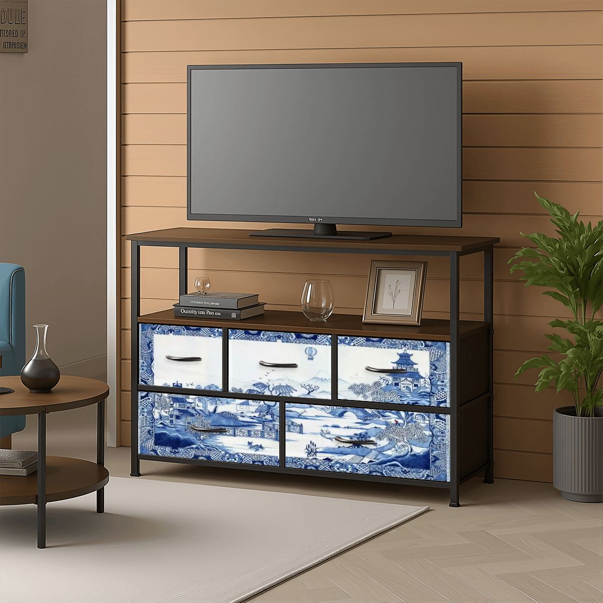 Kate McEnroe New York Blue Willow Chinoiserie TV Stand Dresser Media Console StorageTV StandsrIPmpEFO4N