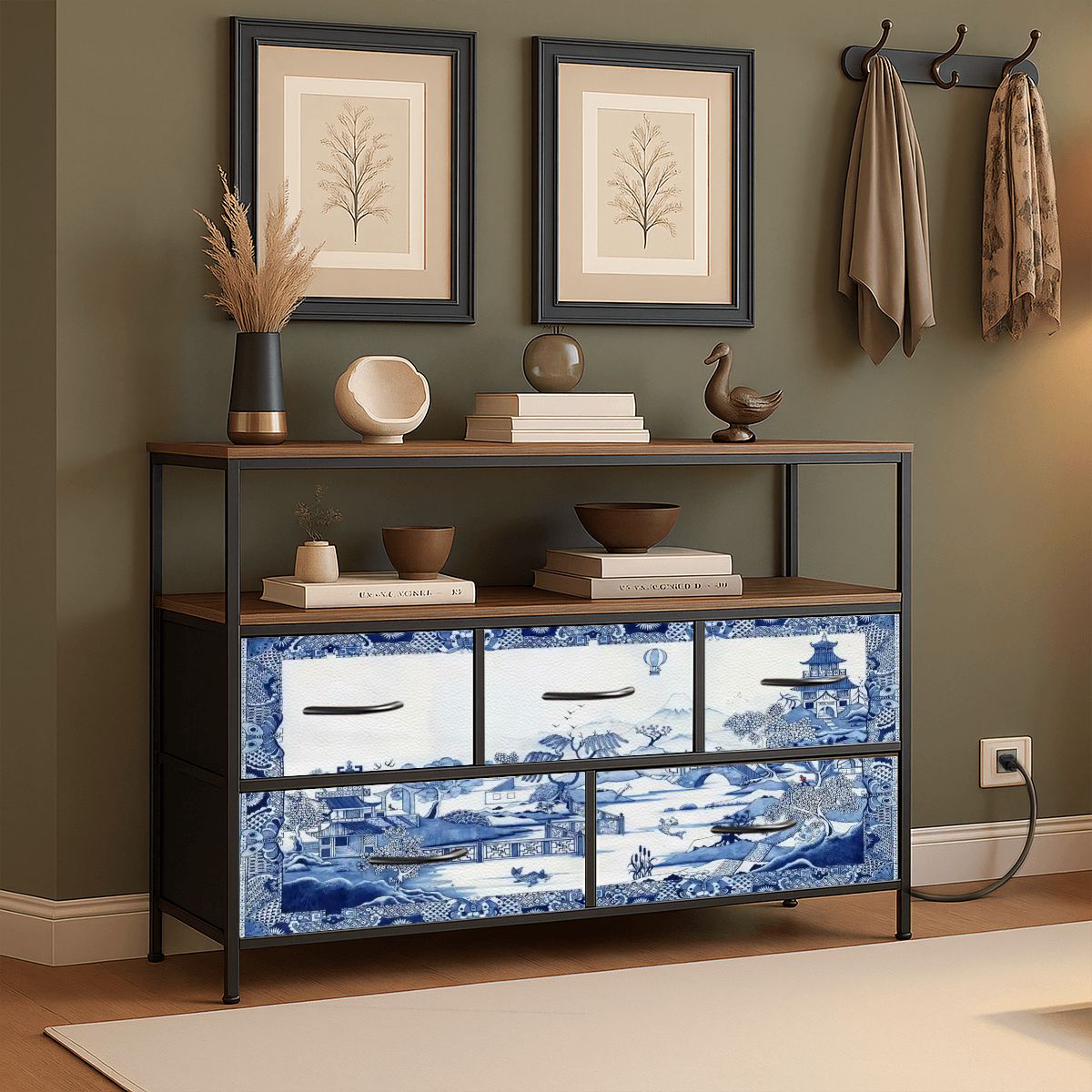 Kate McEnroe New York Blue Willow Chinoiserie TV Stand Dresser Media Console StorageTV StandsrIPmpEFO4N