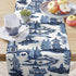 Kate McEnroe New York Blue Willow Pagoda Table Runner, Traditional Blue White Asian Scene Dining Table LinensTable Runners54814726423059640938