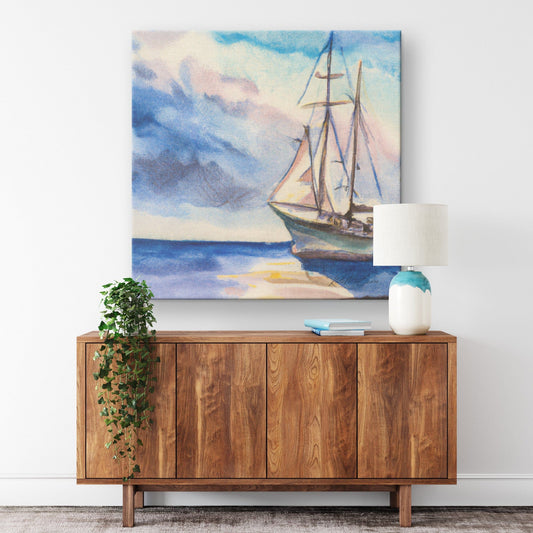 Kate McEnroe New York Boat at Sea Canvas Painting Canvas Wall Art 8x8 / .75 139002