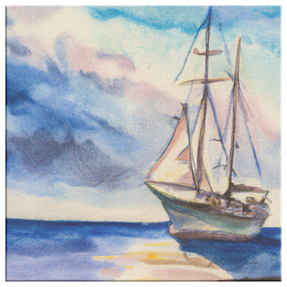 Kate McEnroe New York Boat at Sea Canvas Painting Canvas Wall Art