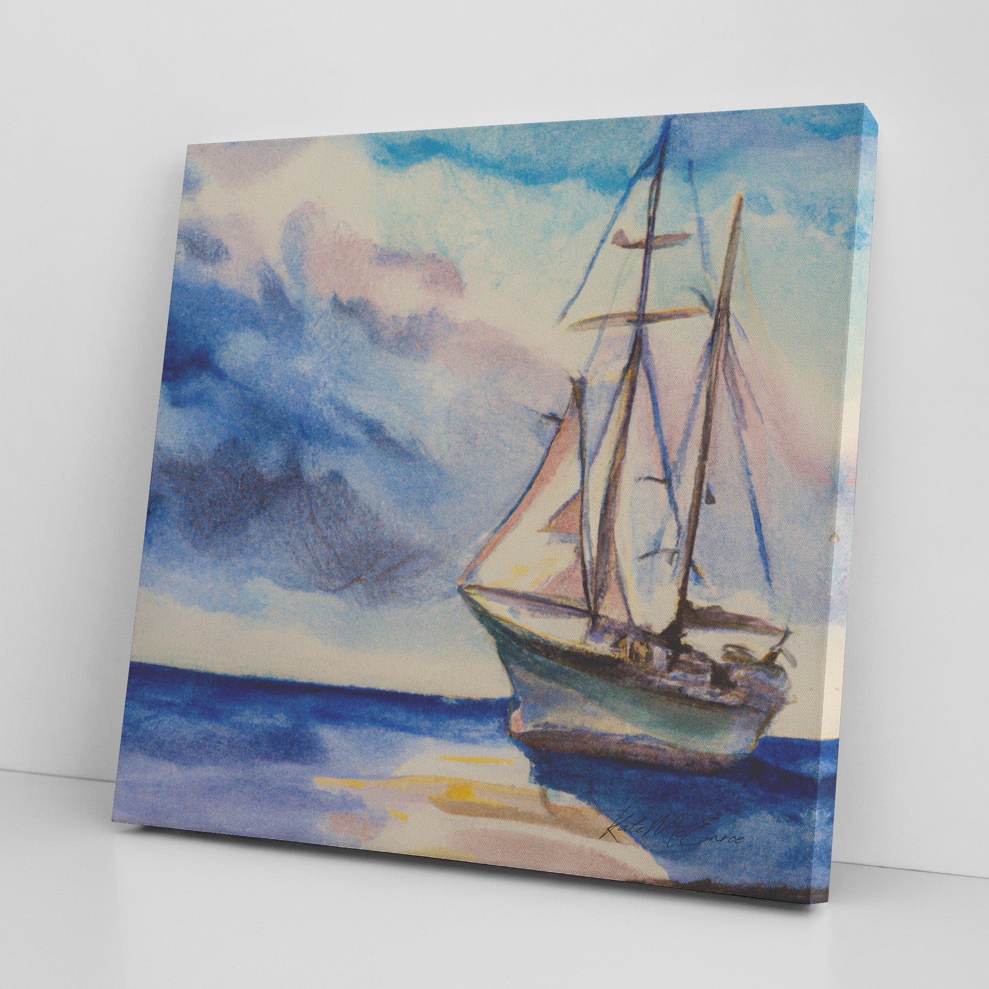 Kate McEnroe New York Boat at Sea Canvas PaintingCanvas Wall Art139002