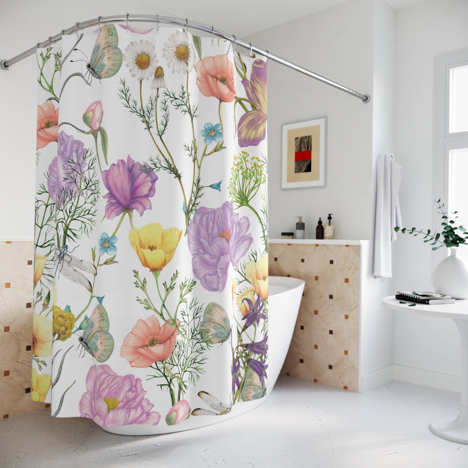 Kate McEnroe New York Bohemian Floral Butterfly and Dragonfly Shower CurtainShower Curtains3549444206