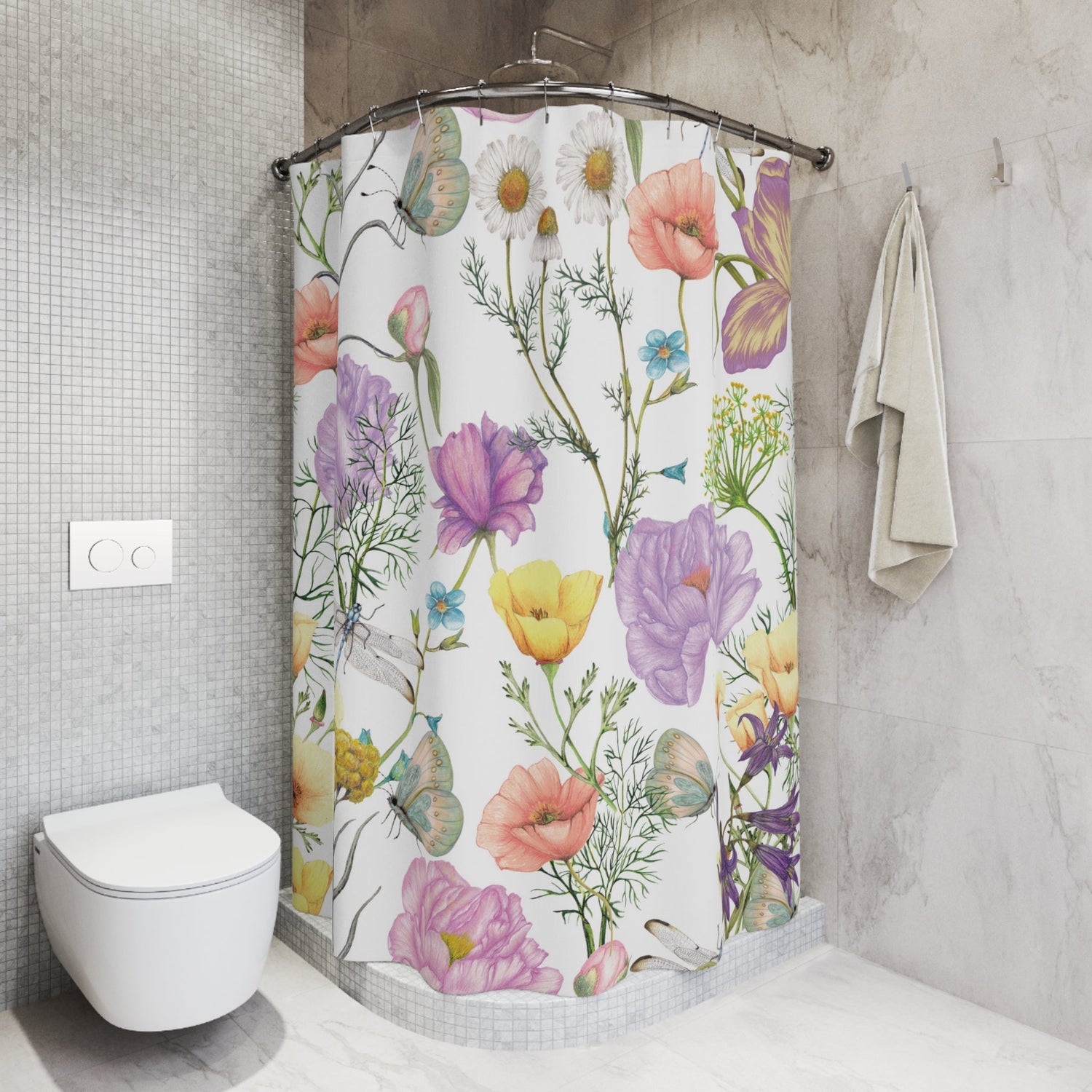 Kate McEnroe New York Bohemian Floral Butterfly and Dragonfly Shower CurtainShower Curtains3549444206