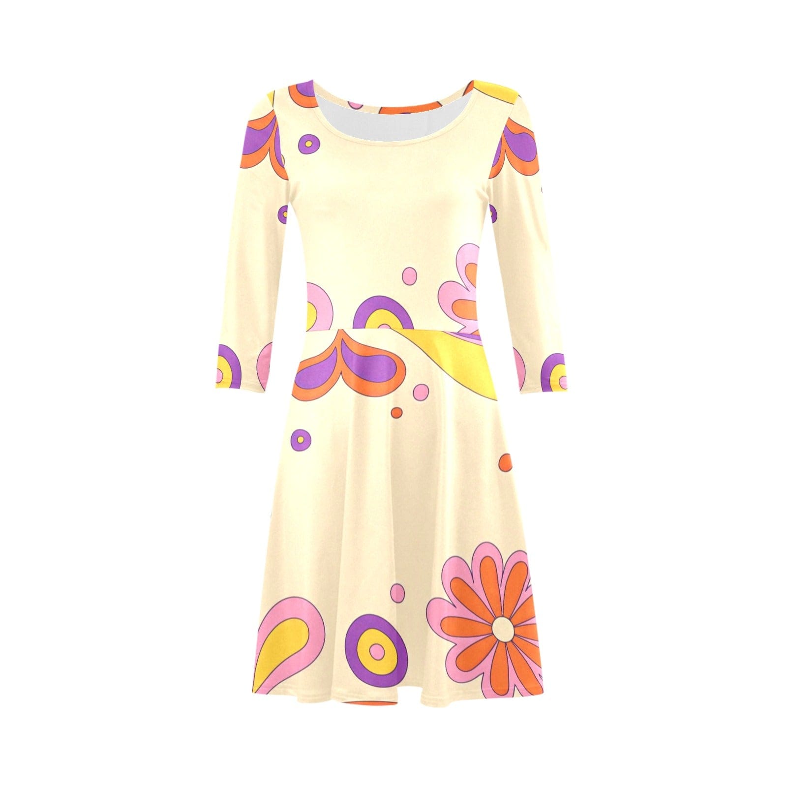 interestprint Boho Floral 3/4 Sleeve Sundress Dresses