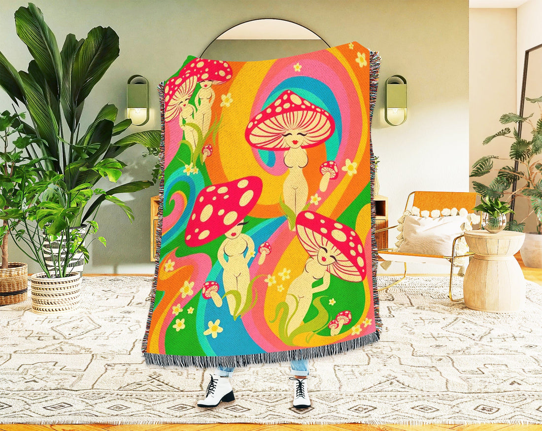 Kate McEnroe New York Boho Hippie Mushroom Ladies Woven Blankets Blankets 52x37 inch / Graphics WovenBlanket_52x37-20221127111135393