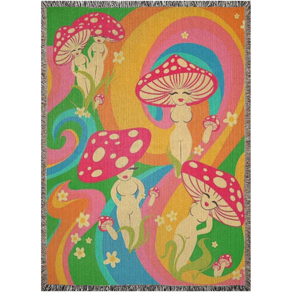 Kate McEnroe New York Boho Hippie Mushroom Ladies Woven Blankets Blankets
