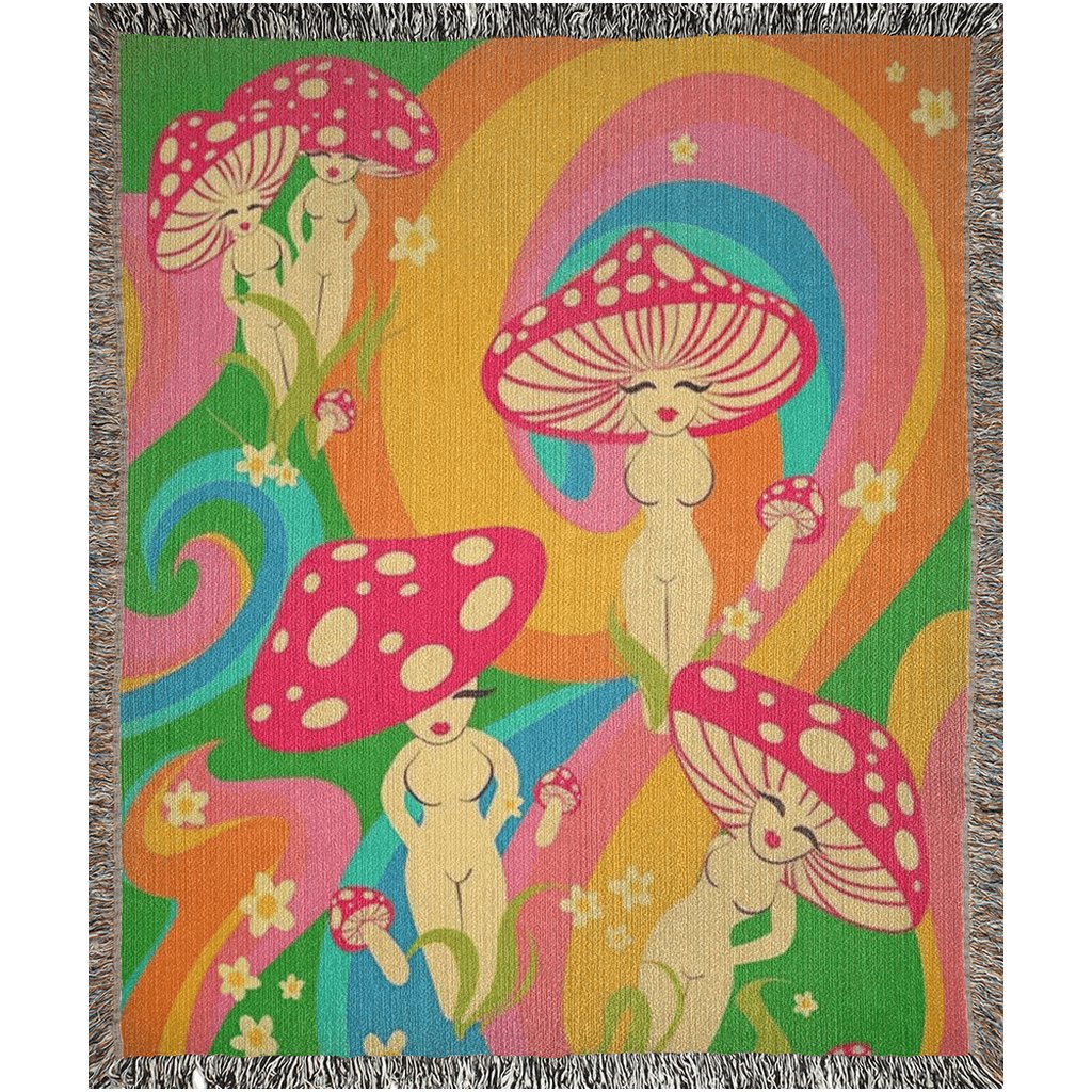 Kate McEnroe New York Boho Hippie Mushroom Ladies Woven BlanketsBlanketsWovenBlanket_52x37 - 20221127111135393