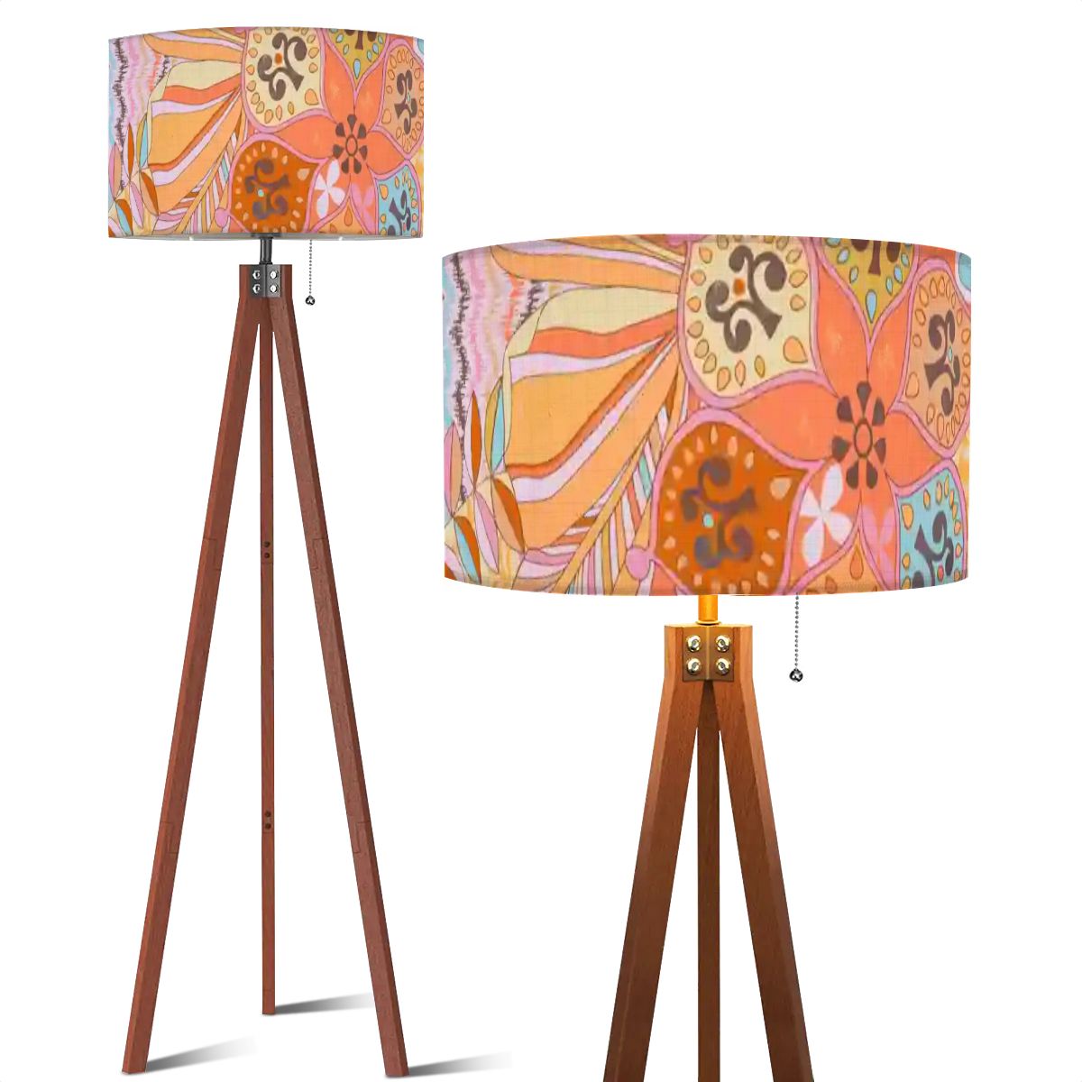 Kate McEnroe New York Boho Psychedelic Retro Floral Tripod Floor LampTripod Floor LampsMJfAudxHyG
