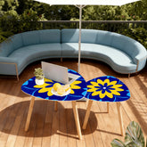Kate McEnroe New York Bold Graphic Daisy 1960s Mod Cobalt Blue Yellow Floral Nesting TablesNesting Tables466SfLPcHE