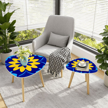 Kate McEnroe New York Bold Graphic Daisy 1960s Mod Cobalt Blue Yellow Floral Nesting TablesNesting Tables466SfLPcHE