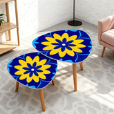 Kate McEnroe New York Bold Graphic Daisy 1960s Mod Cobalt Blue Yellow Floral Nesting TablesNesting Tables466SfLPcHE