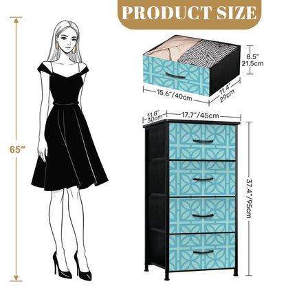 Kate McEnroe New York Breeze Block Dresser, Mid Century Modern 4 Drawer Chest Blue GeometricDresserswJo7mDmSZb