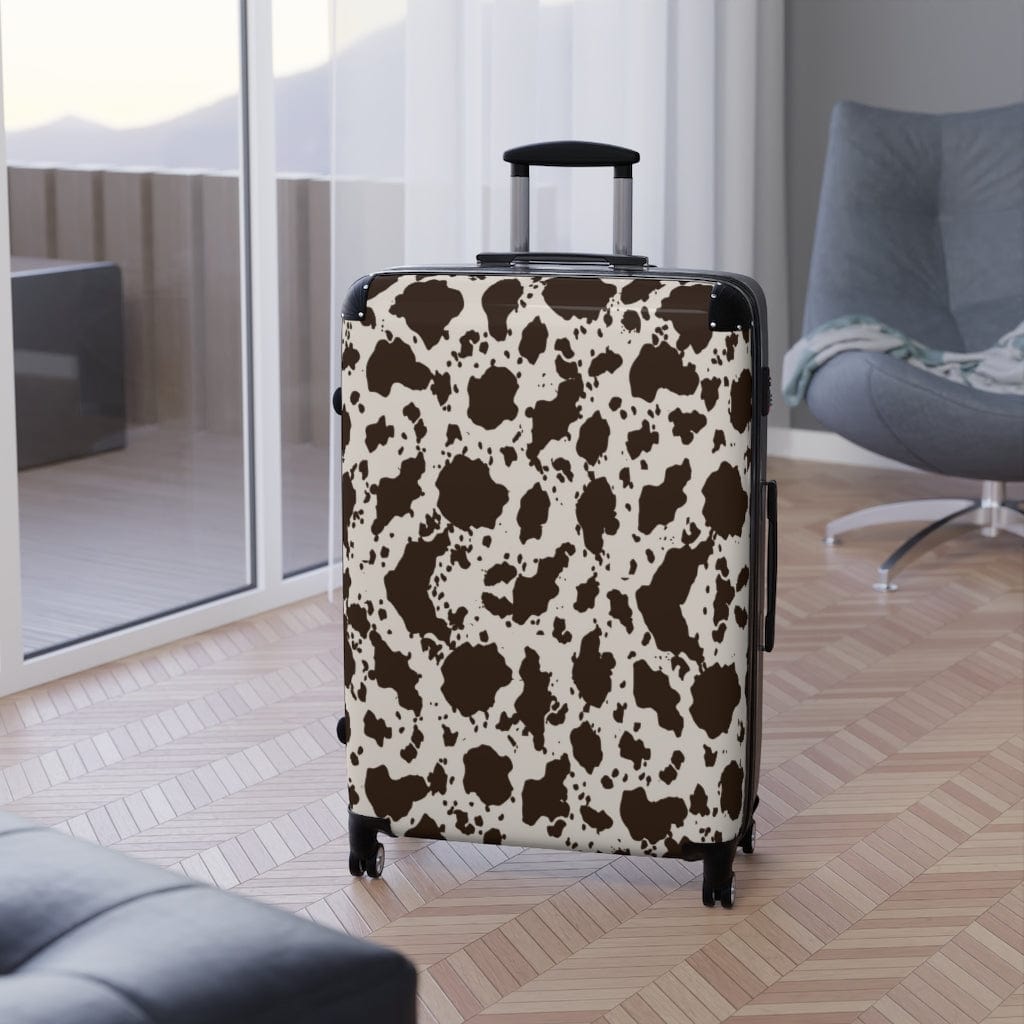 Kate McEnroe New York Brown and White Cow Luggage Set Suitcases