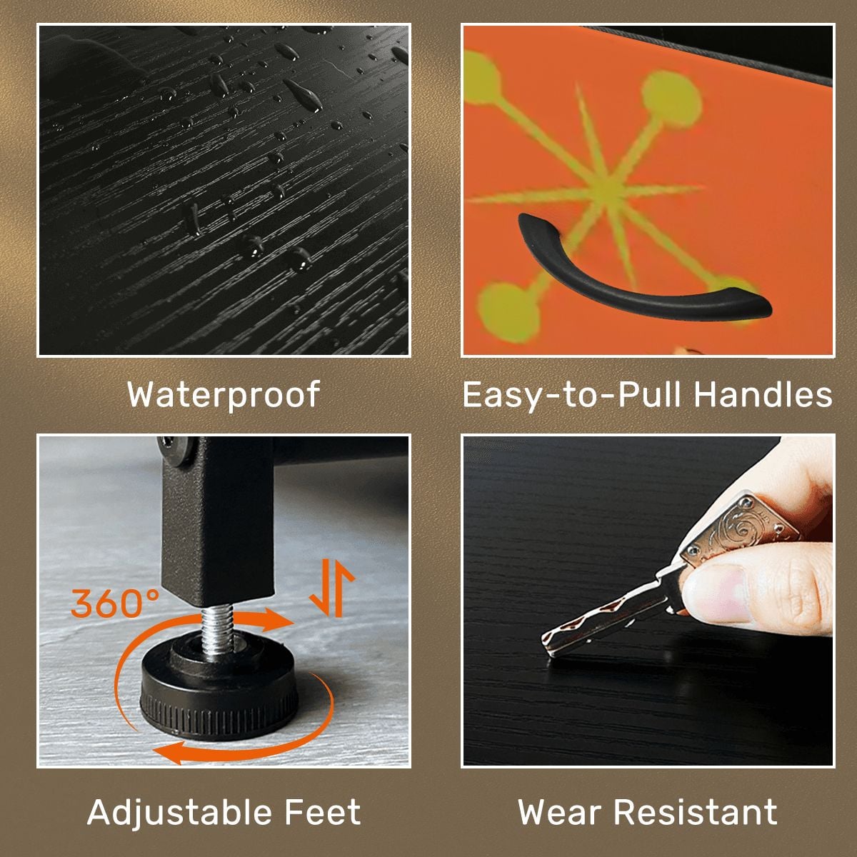 Kate McEnroe New York Burnt Orange Geometric Starburst Retro Mid Century Modern 4 Drawer DresserDressersrs4ZS7KH3d