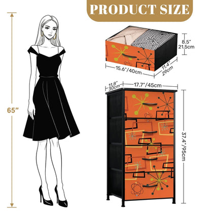 Kate McEnroe New York Burnt Orange Geometric Starburst Retro Mid Century Modern 4 Drawer DresserDressersrs4ZS7KH3d