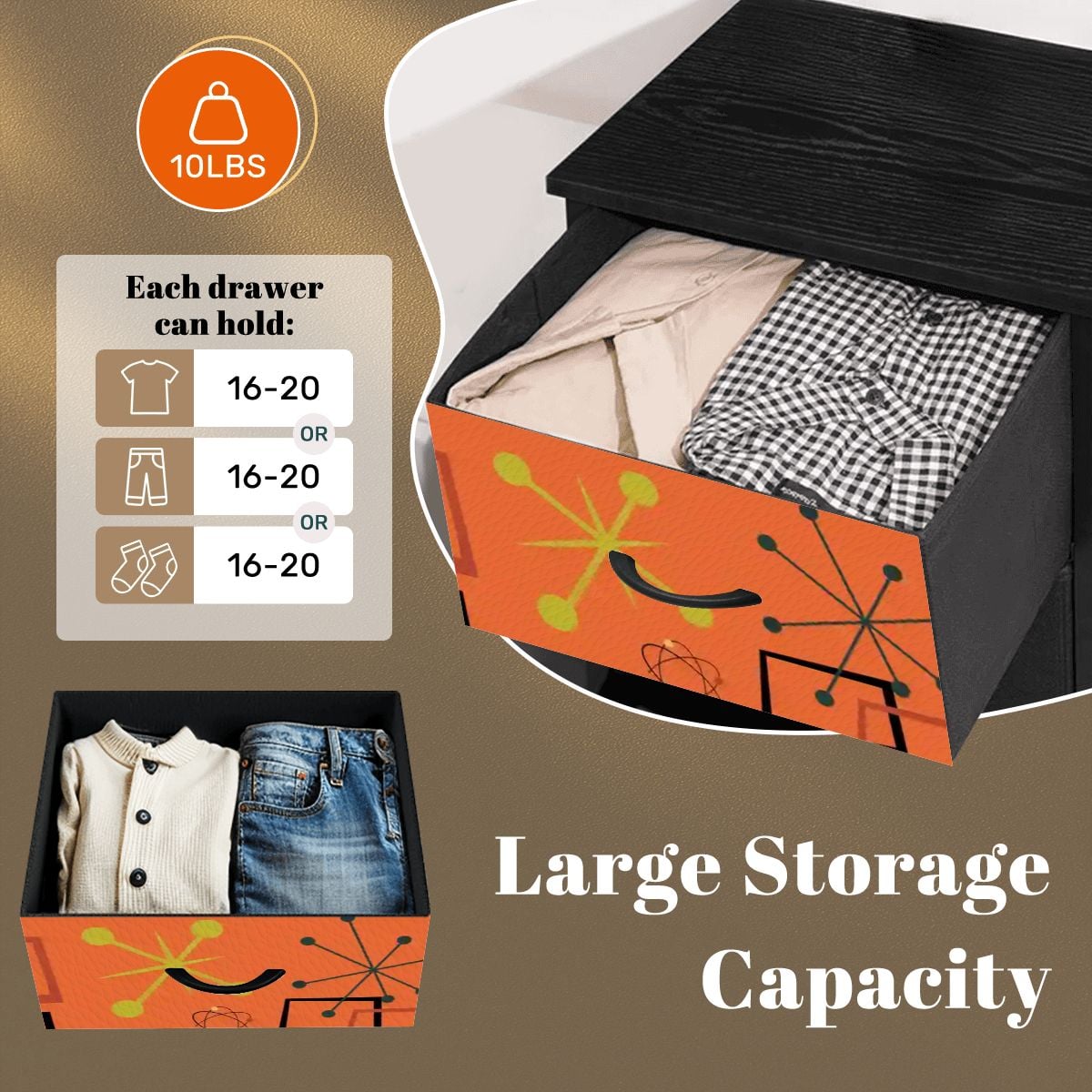 Kate McEnroe New York Burnt Orange Geometric Starburst Retro Mid Century Modern 4 Drawer DresserDressersrs4ZS7KH3d