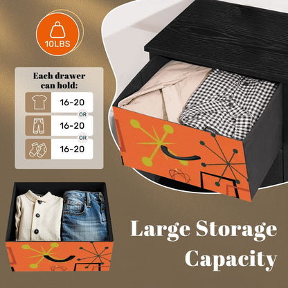 Kate McEnroe New York Burnt Orange Geometric Starburst Retro Mid Century Modern 4 Drawer DresserDressersrs4ZS7KH3d