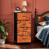 Kate McEnroe New York Burnt Orange Geometric Starburst Retro Mid Century Modern 4 Drawer DresserDressersrs4ZS7KH3d