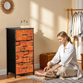 Kate McEnroe New York Burnt Orange Geometric Starburst Retro Mid Century Modern 4 Drawer DresserDressersrs4ZS7KH3d