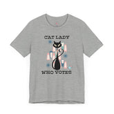 Kate McEnroe New York Cat Lady Who Votes T - Shirt, Retro Mid Century Modern Style, Atomic Cat Design, Women&