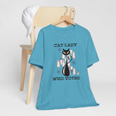 Kate McEnroe New York Cat Lady Who Votes T - Shirt, Retro Mid Century Modern Style, Atomic Cat Design, Women&