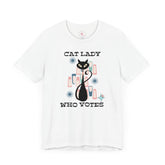 Kate McEnroe New York Cat Lady Who Votes T - Shirt, Retro Mid Century Modern Style, Atomic Cat Design, Women&