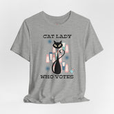 Kate McEnroe New York Cat Lady Who Votes T - Shirt, Retro Mid Century Modern Style, Atomic Cat Design, Women&