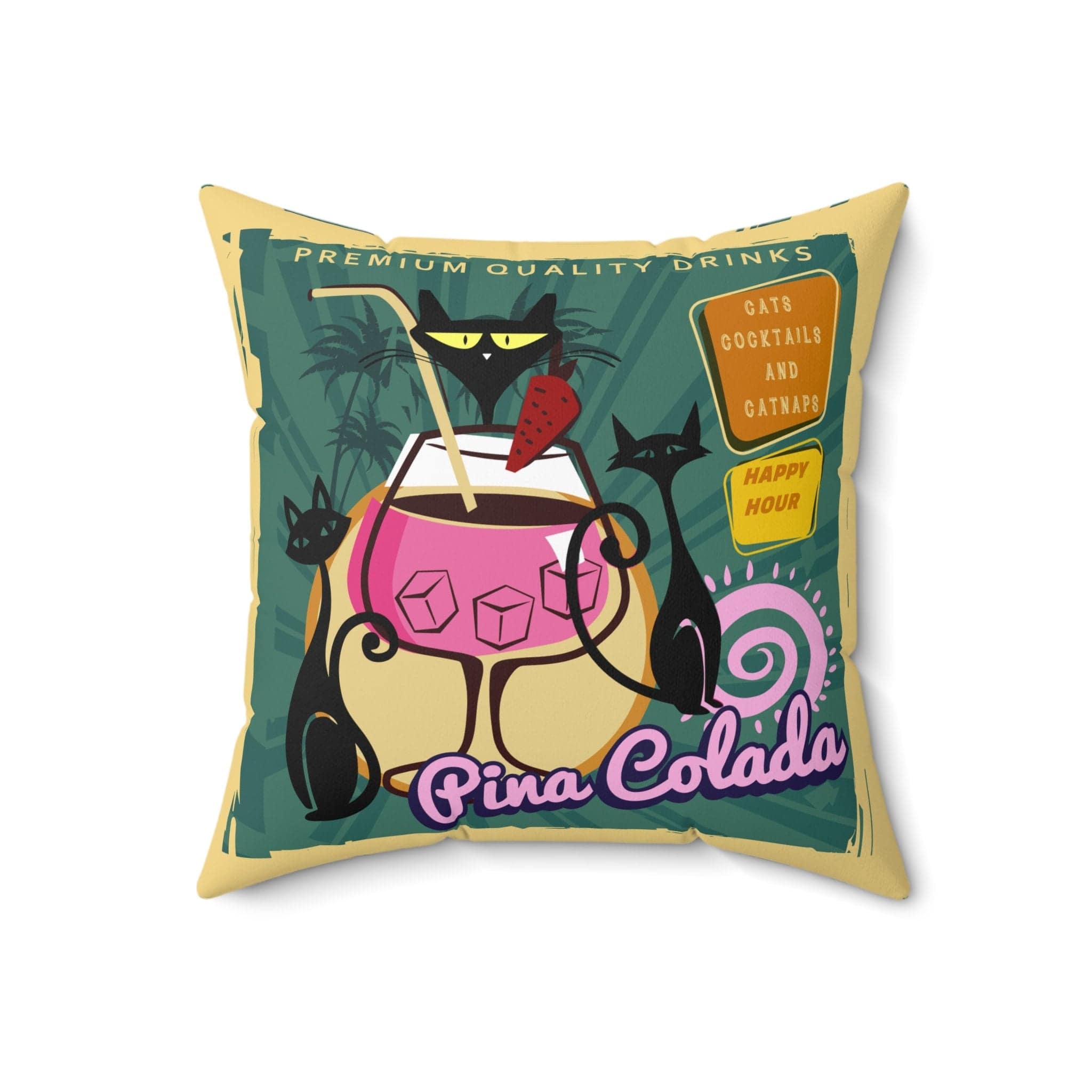 Kate McEnroe New York Cats, Cocktails and Catnaps Throw Pillow, 1950s Vintage Diner Atomic Cat Poster Art, Mid Century Modern Retro Accent Pillow - KM13549723Throw Pillows12601441140818807448