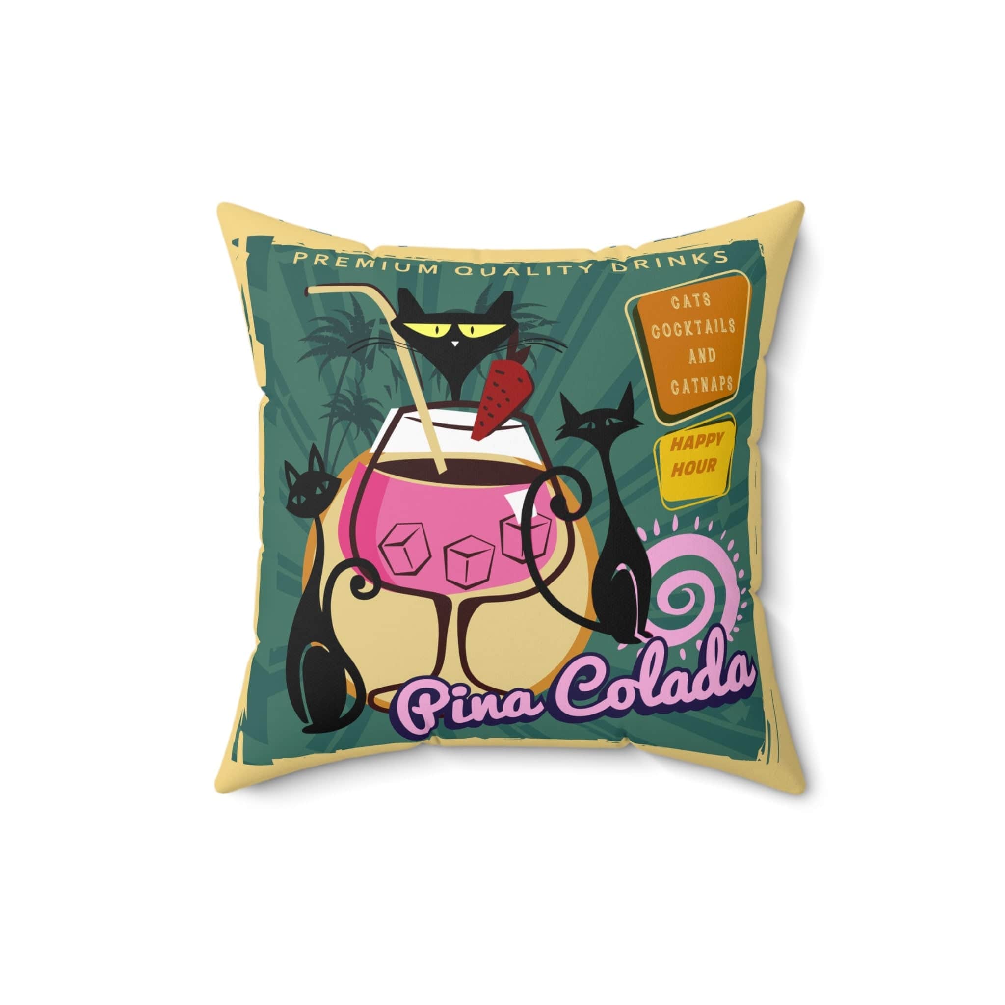 Kate McEnroe New York Cats, Cocktails and Catnaps Throw Pillow, 1950s Vintage Diner Atomic Cat Poster Art, Mid Century Modern Retro Accent Pillow - KM13549723Throw Pillows12601441140818807448