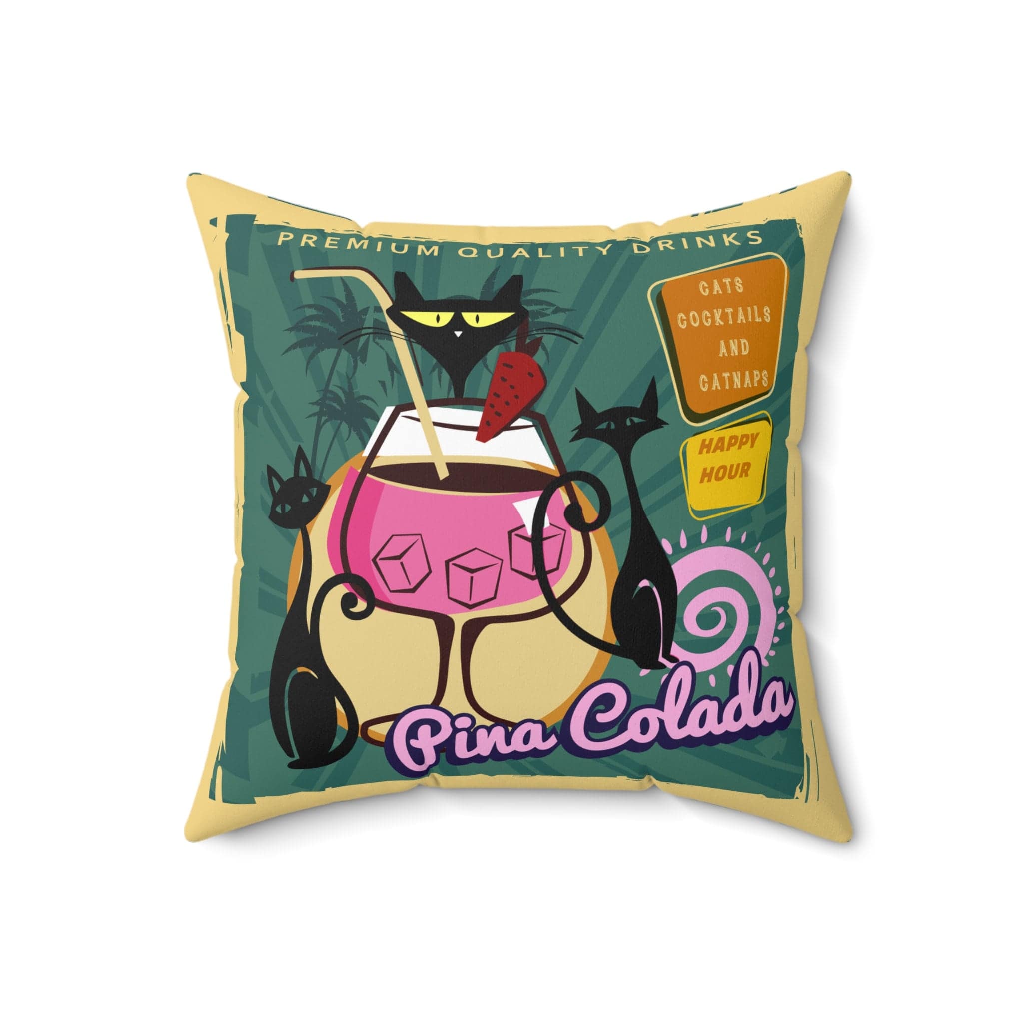 Kate McEnroe New York Cats, Cocktails and Catnaps Throw Pillow, 1950s Vintage Diner Atomic Cat Poster Art, Mid Century Modern Retro Accent Pillow - KM13549723Throw Pillows12601441140818807448