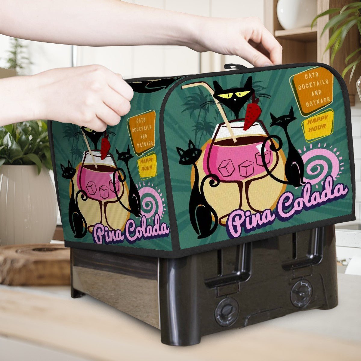 Kate McEnroe New York Cats Cocktails Catnaps Toaster Cover, Atomic Cat Tiki KitchenToaster CoversnfRRAKLgcgL