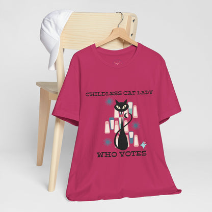 Kate McEnroe New York Childless Cat Lady Who Votes T - Shirt, Retro Atomic Kitschy Cat TeeT - Shirt33712957351466706270