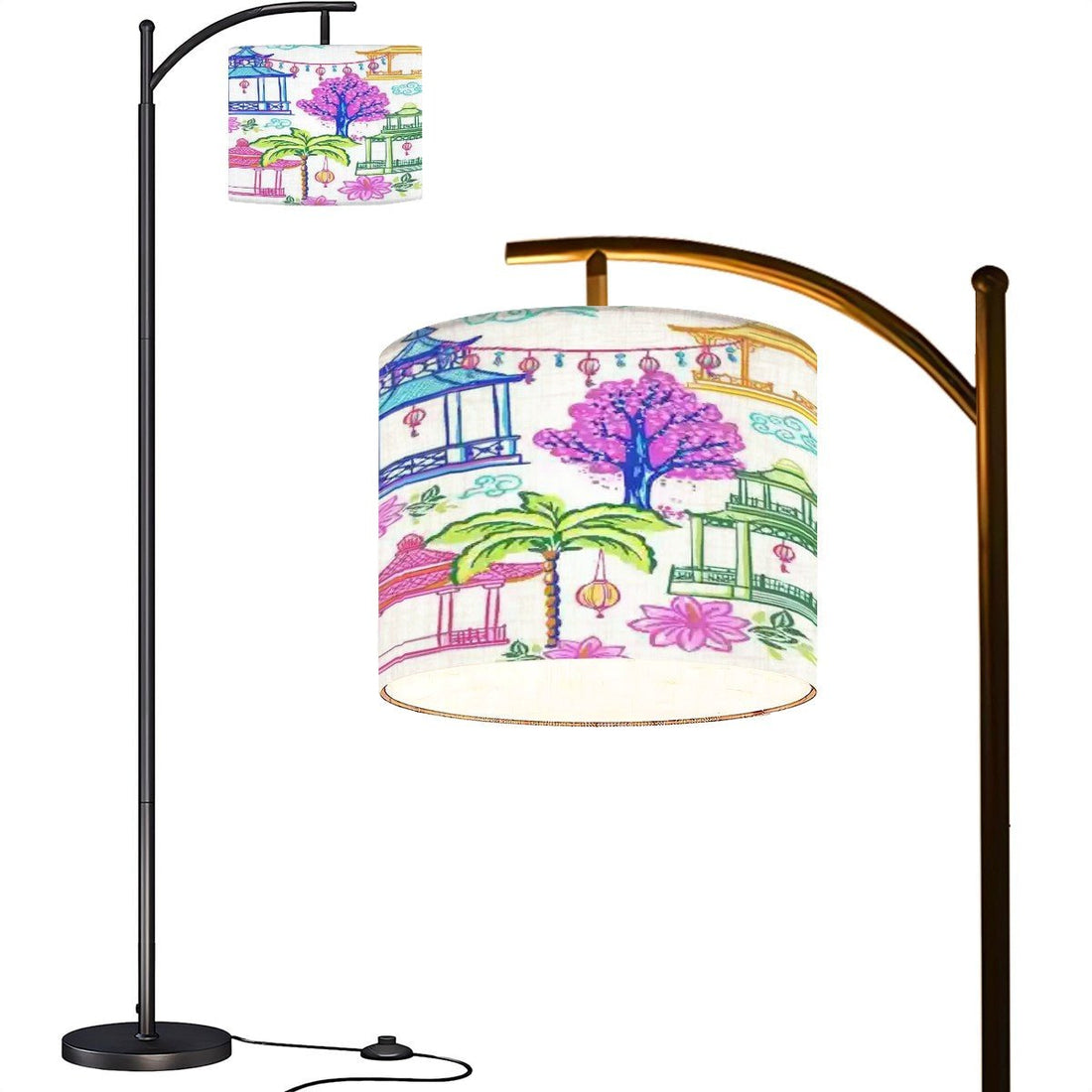 Kate McEnroe New York Chinoiserie Arc Floor Lamp, Vintage Pagoda Lantern Scene LightingFloor LampsxVaUcpKpQ2