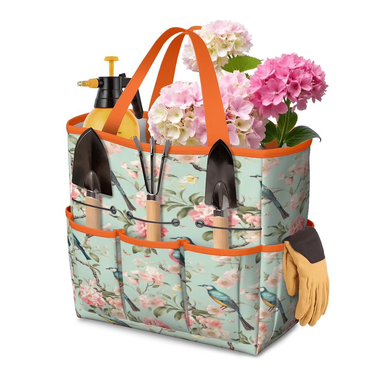 Kate McEnroe New York Chinoiserie Bird and Peony Garden Tool BagGarden Tool BagLrcarWOT1z