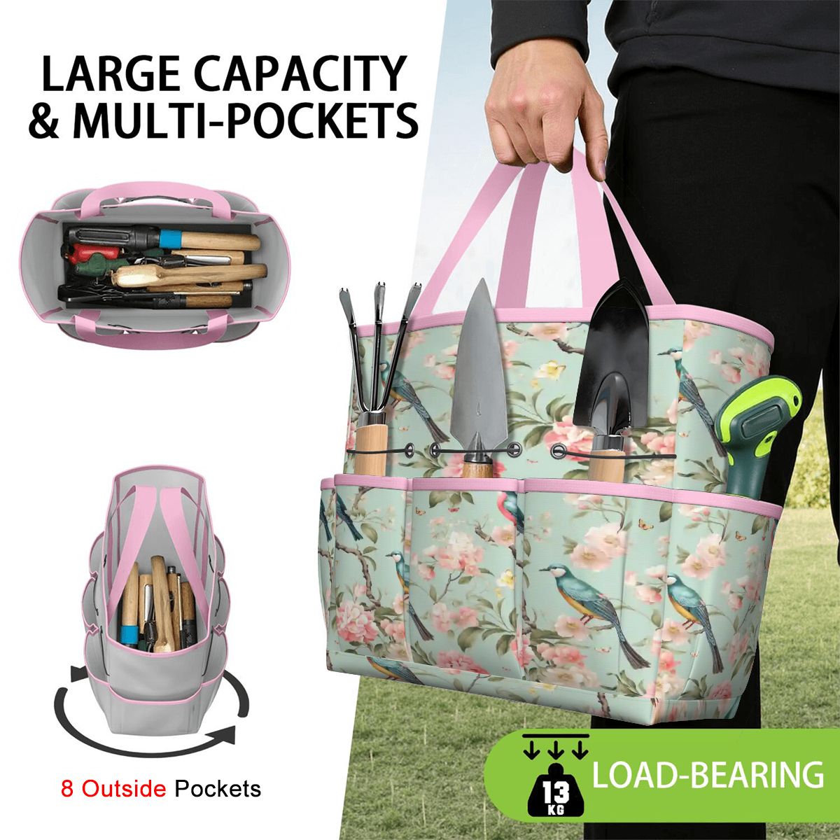 Kate McEnroe New York Chinoiserie Bird and Peony Garden Tool BagGarden Tool Bagw3jDvANHsK