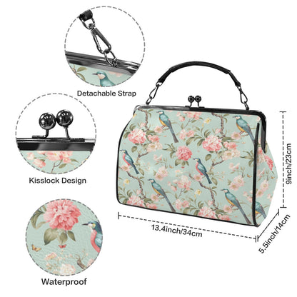 Kate McEnroe New York Chinoiserie Bird and Peony Kiss Lock HandbagCrossbody BagsD3269487