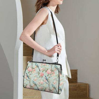 Kate McEnroe New York Chinoiserie Bird and Peony Kiss Lock HandbagCrossbody BagsD3269487