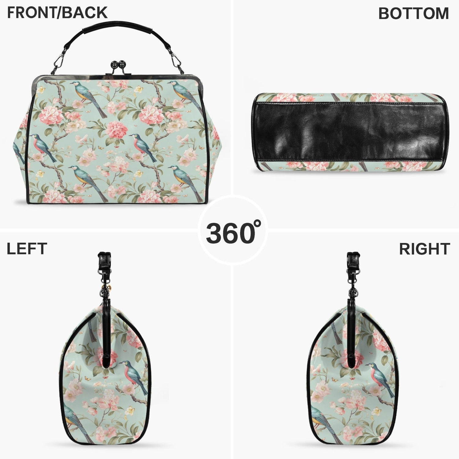 Kate McEnroe New York Chinoiserie Bird and Peony Kiss Lock HandbagCrossbody BagsD3269487