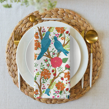 Kate McEnroe New York Chinoiserie Bird Floral Cloth Napkins, Set of 4, Vibrant Table Linens, Retro Garden Dining DecorNapkins22368271897825087136