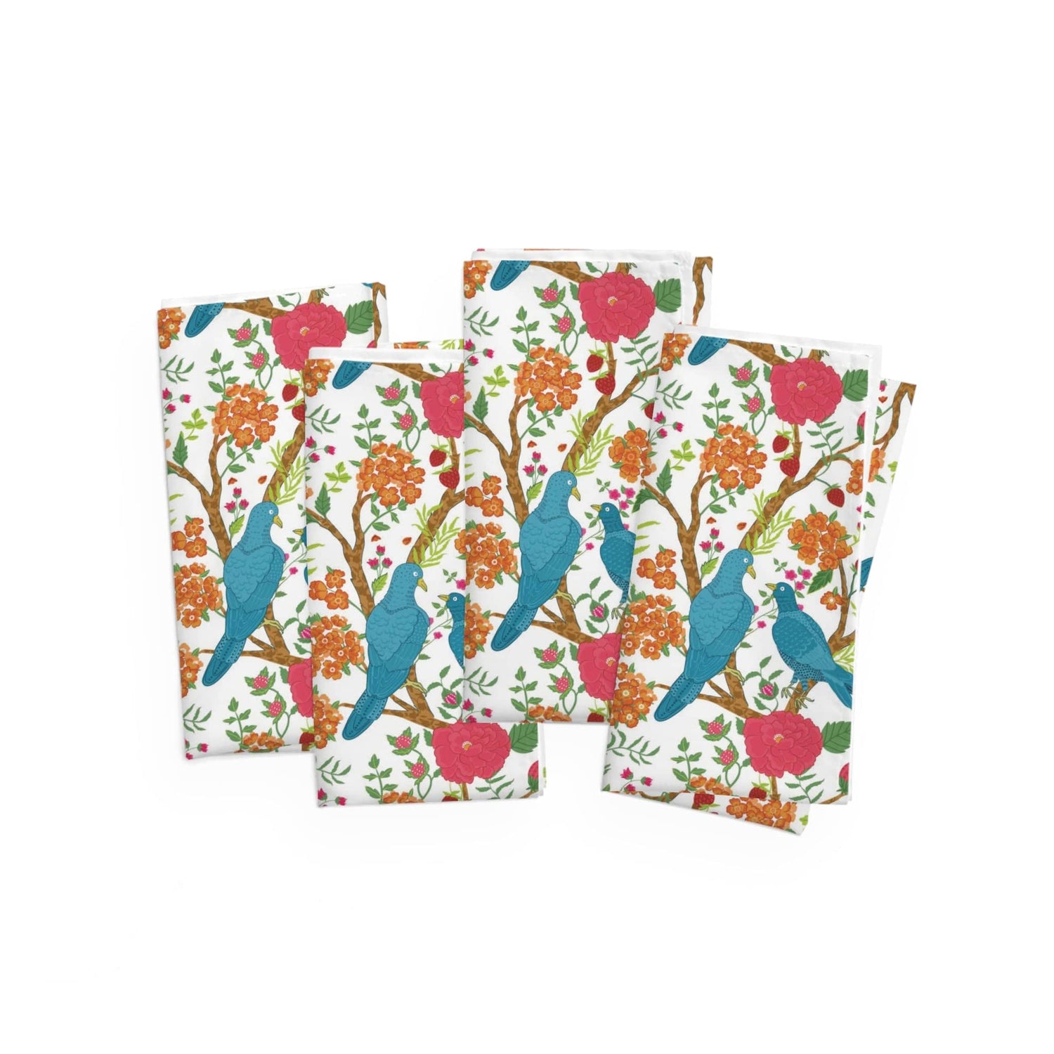 Kate McEnroe New York Chinoiserie Bird Floral Cloth Napkins, Set of 4, Vibrant Table Linens, Retro Garden Dining DecorNapkins22368271897825087136